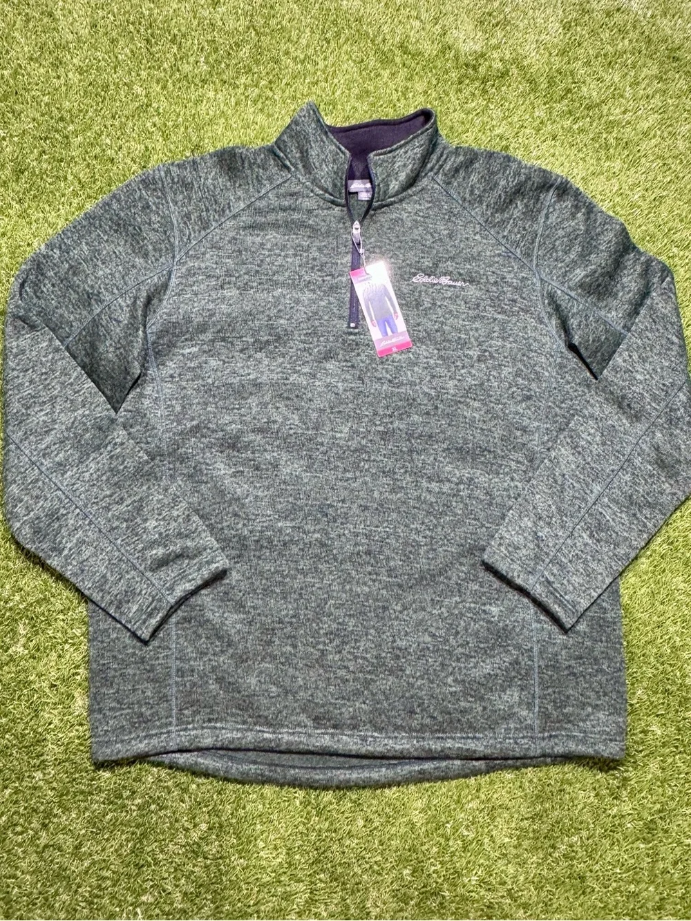 Eddie Bauer Radiator 1/4 Zip Fleece Pullover Mock Neck Men’s Size XL Green NWT
